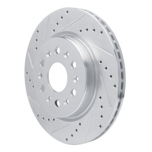 Buick Enclave Brake Rotor (1) - Rear Left - R1 Concepts - Drilled & Slotted - Silver - `17-`25